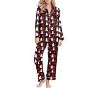 Pantalón de pijama genérico con estampado humorístico para mujer, camiseta de manga larga y pantalones cómodos, ideal para una velada cómoda, Le Noir, M