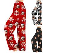 Pantalón de Pijama Personalizado con Foto - Parte de Abajo de Pijama Unisex con Diseño de Cara Divertida - Regalo Original para Hombre/Mujer (Pantalones de pijama de pareja)