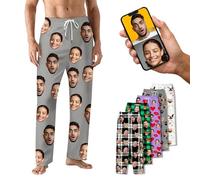 Pantalón de Pijama Personalizado con Foto - Parte de Abajo de Pijama Unisex con Diseño de Cara Divertida - Regalo Original para Hombre/Mujer (Pantalones de pijama con foto)