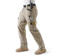 Pantalón de Trabajo Hombre Pantalones Cargo con Tejido elástico Anti-desgarro, Rodillas 3D, Doble Anillo D, Cintura elástica y Cremallera YKK para Construcción, Bricolaje y Outdoor