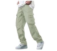 PantalóN De Trabajo Hombre,Pantalones De Polainas SóLidas Ocasionales De Los Hombres Pantalones De Bolsillo De Cintura EláStica con CordóN Pantalones