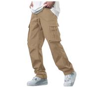 PantalóN De Trabajo Hombre,Pantalones De Polainas SóLidas Ocasionales De Los Hombres Pantalones De Bolsillo De Cintura EláStica con CordóN Pantalones
