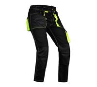 Pantalón de Trabajo para Hombre - Pantalon Cargo para trabajar - Multibolsillos - Bolsillos de las Rodilleras (FR/ES, Medida de la cintura & Longitud de la pernera, 28, 30, 4XL(62-64), Negro/amarillo)