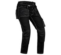 Pantalón de Trabajo para Hombre - Pantalon Cargo para trabajar - Multibolsillos - Bolsillos de las Rodilleras (FR/ES, Medida de la cintura & Longitud de la pernera, 28, 30, XS(36-38), NEGRO)