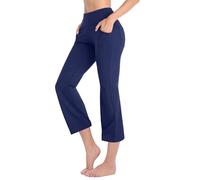 Pantalón de yoga para mujer fluido - Pantalón corto para mujer, verano, yoga, pantalones elegantes, con varios bolsillos, corsario, color liso, pantalones de negocios, corsario, elegante, pantalones