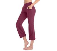 Pantalón de yoga para mujer fluido - Pantalón corto para mujer, verano, yoga, pantalones elegantes, con varios bolsillos, corsario, color liso, pantalones de negocios, corsario, elegante, pantalones