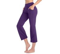 Pantalón de yoga para mujer fluido - Pantalón corto para mujer, verano, yoga, pantalones elegantes, con varios bolsillos, corsario, color liso, pantalones de negocios, corsario, elegante, pantalones