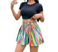 Pantalon Deporte Mujer Corto,Falda Corta Informal Estampada de Talle Alto con Lazo Frontal, a la Moda, Que estiliza la Figura, Ideal para el Verano.