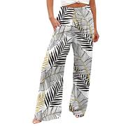 Pantalón deportivo de lino para mujer, verano, elegante, fluido, fitness, pantalones retro, elegantes, pantalones harem casuales, ligeros, pantalones anchos, piernas, floridas, estampado de yoga,
