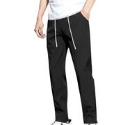 Pantalón deportivo para hombre, ligero de seda de hielo, pantalón de entrenamiento de pierna recta de secado rápido con cordón, cómodo, transpirable, con cintura elástica, para entusiastas del aire