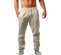 Pantalón deportivo para hombre, pantalón holgado, algodón, transpirable, Trousers, cintura elástica, casual, Trousers en lino, color sólido, Correr, corte recto, ligero, pantalones holgados confort