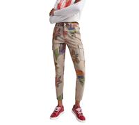 Pantalón Desigual Tropi marrón con flores para mujer XS