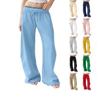 Pantalón elástico para mujer fluido, pantalón holgado, para mujer, talla grande, Slacks Cordon de apriete Trouser Cartera Loungewear Sport Sweatpant Casual Sportswear Color sólido Slacks, blanco