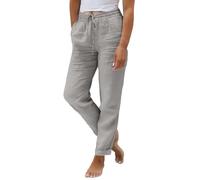 Pantalon Fino Verano Mujer Tallas Grandes Frescos Lino Algodón Cintura Alta Elasticos Pantalones Largos Ligeros Vintage Rectos con Bolsillos y Pliegues Pantalón Flojo Playa Comodidad Moda