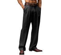 Pantalón Fluido Hombre Casual Pantalones Hombre Ligero Algodón Trousers Corte Recto Yoga Trousers De Playa Confort Jogging Baggy Chic Pants Corte suelto Pants Fluido Algodón, Negro , XXL