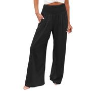 Pantalón Fluido Liso - Pantalones De Senderismo, Pantalones Largos De Gran Tamaño, Ligera, Streetwear Elástico, Straight Leg, Pantalones Llanos, Pantalones De Primavera Y Verano holgados, Color Sólido