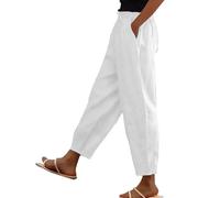 Pantalón Fluido Mujer Boho - Pantalones De Senderismo, Pant Plus Size, Pantalones De 2024, Básico, Elástico, Pantalones Harem Sudadera, Primavera Y Verano Estiramiento, Imprimir, con Bolsillos, blanco
