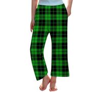 Pantalón genérico para niña, pantalón largo a cuadros, para niñas, suave y cómodo, ropa informal, ropa de noche, cintura elástica extensible, pantalones ligeros para todos los días (Green,11-12 años)