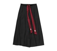 Pantalón Hakama de Kung Fu de Duohropke para hombre hecho de seda de hielo con dobladillo ancho, kimono de Wushu, pantalones chinos de seda, 02 negro., XXL