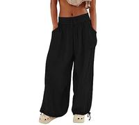 Pantalón harem para mujer, de algodón, holgado, de estilo vintage, bombachos, ligero, yoga, baggy, Y2K, de gran tamaño, para el tiempo libre, de ajuste suelto, palazzo, pantalones de Aladín, Aaa-negro