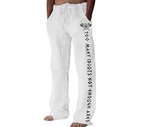 Pantalón Hombre con Estampado Navideño con Bolsillos Casuales para Vacaciones Pantalones de Pierna Ancha Estampado GráFico Pantalones Casuales Cintura Elástica Ajuste Diario Holgado