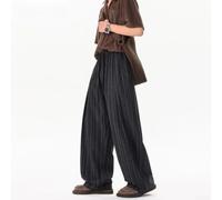 Pantalón Hombre, Plisado, Cintura para media, Talla M-3XL Pantalón(Black 2XL)