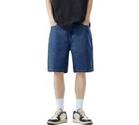 Pantalon Hombre Rectos, Short en Jean polyvalent pour Homme, Style rétro européen et Urbain, décontracté, Ample, Confortable et Tendance (Blue, XXXXL)