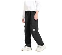 Pantalón Jogging Baggy Garcon Chándal de pie para niño, con cordón de ajuste cómodo, pantalones Jogging Baggy Garcon Training Pants Cordon de apriete Cómodo Sport Sweatpants, B-le negro, 11-12 años