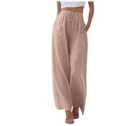 Pantalón Largo Casual Mujer - Pantalones de Verano para Mujer, Largos Ligeros Verano, Anchos y Sueltos, Casuales Tela Lino, Palazzo, Playa Elegantes, Cintura Alta