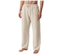 Pantalón Ligero De Hombre De Lino Y Algodón Pantalones Lino Verano para Mujer Pantalones Negros Hombre Verano para Casuales Los Hombres Largos Y Ligeros Ocio Informales Corte Holgado Medievales Beige