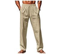 Pantalón Ligero De Hombre De Lino Y Algodón Pantalones Lino Verano para Mujer Pantalones Negros Hombre Verano para Casuales Los Hombres Largos Y Ligeros Ocio Informales Corte Holgado Medievales Beige