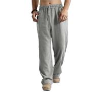 Pantalon Lino Hombre Men's Cotton Linen Pants Male Autumn Breathable Solid Color Trousers Fitness Streetwear S-3XL 5XL 4XL(Orange,S)