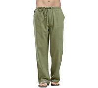 Pantalon Lino Hombre Men's Cotton Linen Pants Male Autumn Breathable Solid Color Trousers Fitness Streetwear S-3XL 5XL 4XL(Champagne,M)