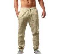 Pantalon Lino Hombre,Pantalones s Elasticos Chandal Verano Casual Ropa Trabajo Tallas Grandes Ibicenca Roupa Homem Jogger Conjunto Pantalón De Vestir Camisa,Beige,Beige,XL