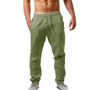 Pantalon Lino Hombre,Pantalones s Elasticos Chandal Verano Casual Ropa Trabajo Tallas Grandes Ibicenca Roupa Homem Jogger Conjunto Pantalón De Vestir Camisa,Green,Verde,S