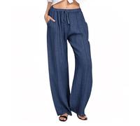 Pantalón Lino Mujer Pantalon Lino Mujer Pantalon Anchos Pantalones Frescos De Verano Vaqueros Yoga Seda Pirata Fresco Summer Piratas 3/4 Ancho Ajustable Largos Ropa XXXXL Chino Playa Traje Chaqueta Y