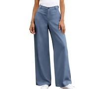 Pantalón Mujer de Talle Alto, Cómodo Simple Pantalones Chic y Elegante Corte Grande Recto Pantalones Casual Vestidos Piernas Anchas Pantalones de Traje Confort Diario Trabajo, malva, S