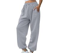 Pantalón Mujer Fluido De Talle Alto, Pantalones Casual Mujer Algodón Bottoms con Dos Bolsillos Pantalones Con Cordón De Ajuste Pant Otoño Pants Outdoor Chándal Color Puro Jogging, Gy2, XXX-Large