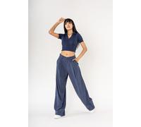 Pantalón Mujer Nina Carter Ancho Piernas Estilo Baggy Tela Aterciopelada Liviana