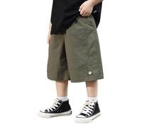 Pantalón niño Garcon Short de verano para niño, pantalón holgado, moderno para exterior, cintura elástica, pantalones casuales, pantalones de verano cortos niños y adolescentes(Army Green,8-9 años)