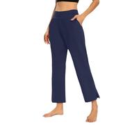 Pantalón Palazzo Mujer Verano Negro Pierna Recta Pantalones Chándal Mujer Cintura Alta Color Sólido Sencillos Suave al Tacto Cómodo Pantalón Elegante con Smock para Vacaciones Playa, azul oscuro, XL
