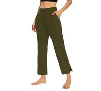 Pantalón Palazzo Mujer Verano Negro Pierna Recta Pantalones Chándal Mujer Cintura Alta Color Sólido Sencillos Suave al Tacto Cómodo Pantalón Elegante con Smock para Vacaciones Playa, Camuflaje, M
