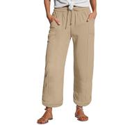 Pantalón Palazzo Mujer Verano Negro Pierna Recta Pantalones Mono Mujer Color Sólido Sencillos Suave al Tacto Cómodo Pantalón Elegante con Smock para Vacaciones Playa, caqui, XXX-Large
