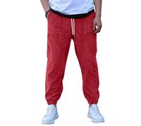 Pantalon Pana Hombre Pantalón Deportivo Pantalon de Chandal Hippie de Pana Cargo Pants Ancho Pantalones Chinos Slim Fit Tallas Grandes Casual Ropa de Deporte para Hombre Vino XL