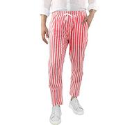 Pantalón para hombre, cintura elástica, pantalón para hombre a rayas, algodón, Trousers, corte recto, lino, Jogging Baggy Cómodo Trousers Stretch Casual Pants Beach Cordones Pants Large, rojo, XXL