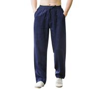 Pantalón para Hombre Pantalón De Lino para Hombre 3/4 De Lino Pantalones Muselina Niño Pantalones Largos Verano Largos Y Ligeros Verano Ocio Informales Corte Holgado Medievales Beige