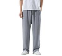 Pantalón para Hombre Pantalón De Lino para Hombre 3/4 De Lino Pantalones Muselina Niño Pantalones Largos Verano Largos Y Ligeros Verano Ocio Informales Corte Holgado Medievales Beige