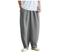 Pantalón para Hombre Pantalón De Lino para Hombre 3/4 De Lino Pantalones Muselina Niño Pantalones Largos Verano Largos Y Ligeros Verano Ocio Informales Corte Holgado Medievales Beige