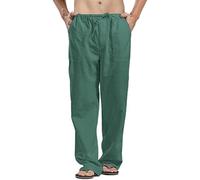 Pantalón para Hombre Pantalón De Lino para Hombre 3/4 De Lino Pantalones Muselina Niño Pantalones Largos Verano Largos Y Ligeros Verano Ocio Informales Corte Holgado Medievales Beige