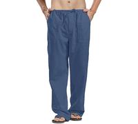 Pantalón para Hombre Pantalón De Lino para Hombre 3/4 De Lino Pantalones Muselina Niño Pantalones Largos Verano Largos Y Ligeros Verano Ocio Informales Corte Holgado Medievales Beige